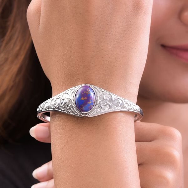 Lila T&uuml;rkis Armreif, ca. 19 cm, Edelstahl, ca. 10.54 ct image number 3