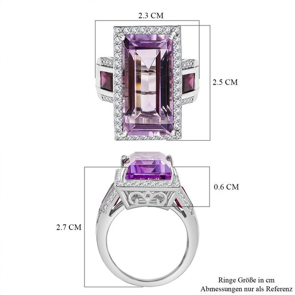 Rose De France Amethyst, Rhodolith Granat und Zirkon-Ring - 14,18 ct. image number 7