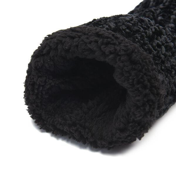 Gestrickte Hausschuhe mit Fellfutter, Größe M, Schwarz image number 3