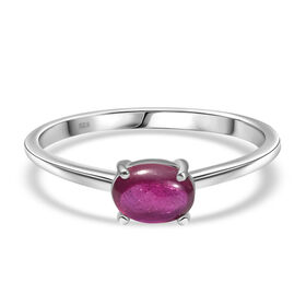 AA Afrikanischer Rubin (Fissure gefüllt) Ring 925 Silber (Größe 19.00) ca. 1,34 ct