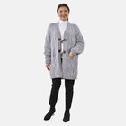 Lange Strickjacke mit Schlaufe, 87x44x60cm, grau