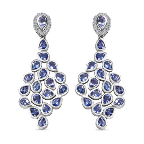 Tansanit und Zirkon Kronleuchter Ohrringe - 6,01 ct. image number 0
