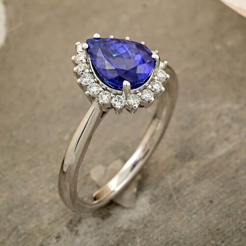 RHAPSODY zertifiziert und geprüft AAAA Tansanit und VS-EF Diamant Ring in 950 Platin - 2,15 ct. image number 1