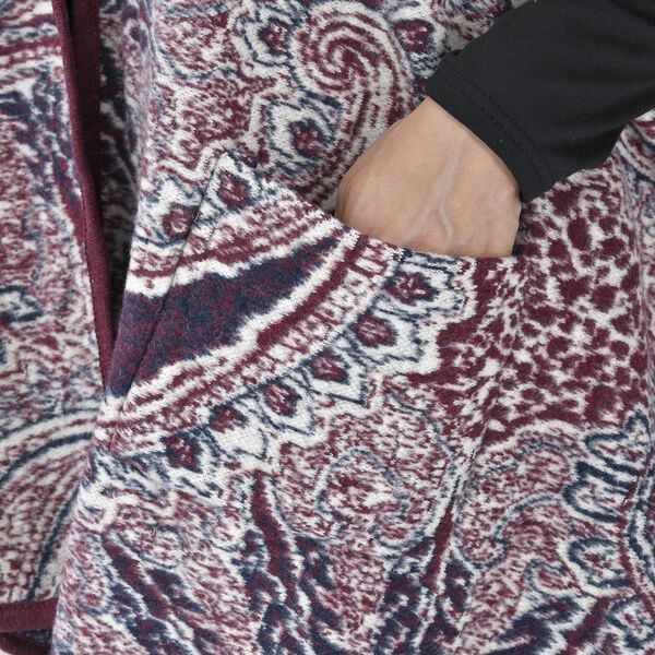 LA MAREY Kunstfell Poncho, Burgunder image number 7