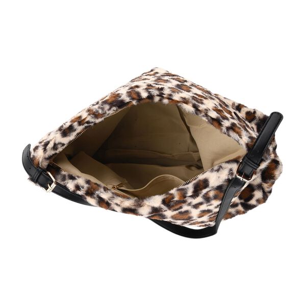 Fellimitat-Tragetasche Leopardenmuster, 46x11x35cm, Braun-Beige image number 6