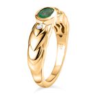 Kagem Sambischer Smaragd, weißer Zirkon Ring, 925 Silber vergoldet (Größe 16.00) ca. 0.49 ct image number 4