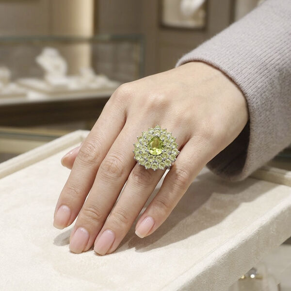 Nat&uuml;rlicher Peridot Ring 925 Silber platiniert  ca. 4,61 ct image number 3