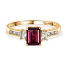 D'Joy Rhodolith Granat, Weißer Zirkon Ring 925 Silber vergoldet (Größe 21.00) ca. 2,78 ct