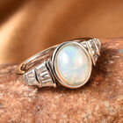 Natürlicher Äthiopischer Opal und Zirkon Seitenstein Ring 925 Silber Rhodium-Überzug image number 1
