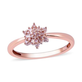 Nat&uuml;rlicher, rosa Diamant-Ring, 925 Silber Ros&eacute;gold Vermeil (Gr&ouml;&szlig;e 17.00) ca. 0,15 ct
