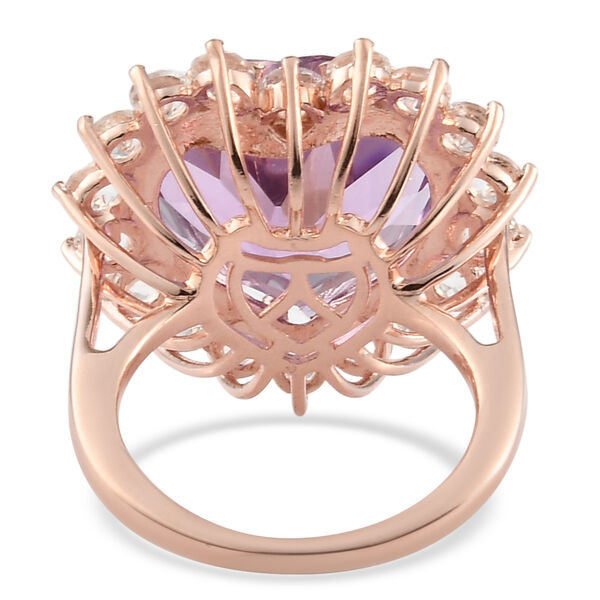 Rose De France Amethyst und Wei&szlig;er Topas Ring 925 Silber ros&eacute;vergoldet  ca. 15,00 ct image number 6