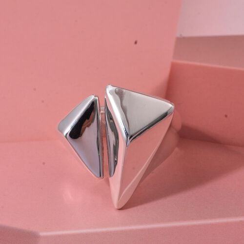 Statement-Ring, geometrisches Dreiecks-Design, 925 Silber, (Größe 17.00) image number 1