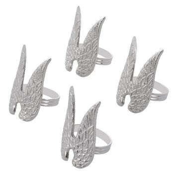 4er Set Hirsch Serviettenhalter in schwarzer Geschenkbox, 8x6.5cm, silber
