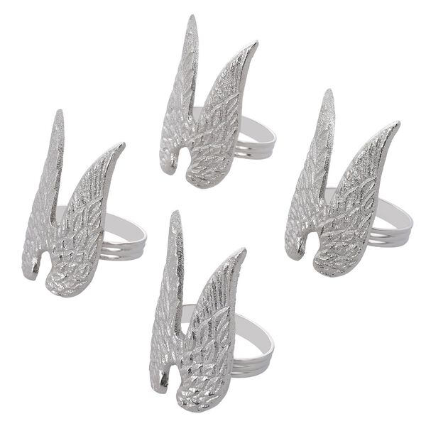 4er Set Engelsfl&uuml;gel Serviettenhalter, 4x6,5cm, silber