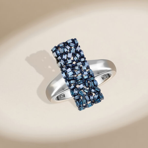 Blauer Diamant Ring, 925 Silber platiniert (Gr&ouml;&szlig;e 16.00) ca. 0.50 ct image number 2