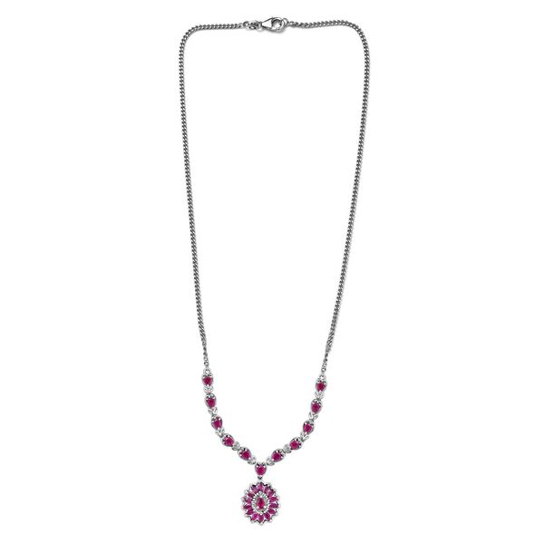 Afrikanischer Rubin (Fissure gefüllt) Halskette ca. 45 cm 925 Silber platiniert ca. 3,13 ct. image number 5