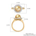 Goldene Südsee Perle, Weißer Zirkon Ring, (9-11mm), 925 Silber Gelbgold Vermeil (Größe 16.00) ca. 0.63 ct image number 6