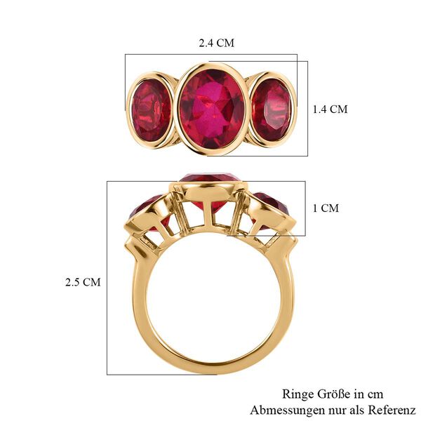 Magenta Rosa Quarz Triplette Ring, 925 Silber vergoldet (Gr&ouml;&szlig;e 16.00) ca. 5.66 ct image number 6