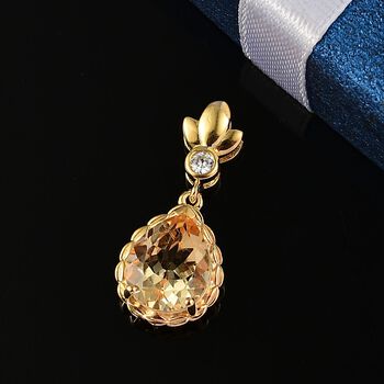 Citrin und wei&szlig;er Zirkon Anh&auml;nger - 2,94 ct.