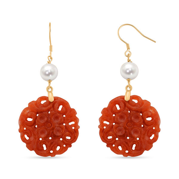 D'Joy rote Jade und chinesische Akoya-Perle Ohrringe
