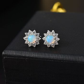 Nat&uuml;rliche, &auml;thiopische Welo Opal und Zirkon-Ohrstecker - 1,10 ct.