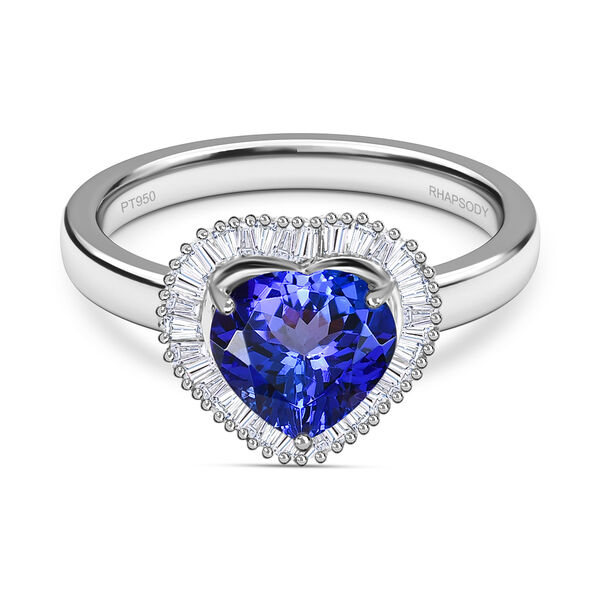 RHAPSODY AAAA Tansanit und Diamant-Ring, VS E-F, 950 Platin  ca. 2,40 ct