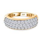 Moissanit Cluster Ring, 925 Silber 750 Gelbgold Vermeil (Größe 19.00) ca. 1.11 ct