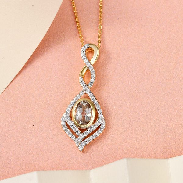 AAA Turkizit und weißer Zirkon-Anhänger mit Kette, 50 cm - 1,42 ct. image number 3