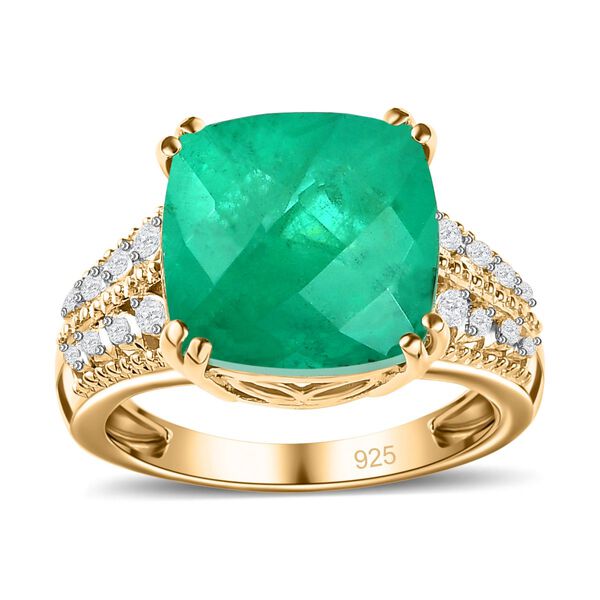 Smaragd Triplett Quarz und Zirkon Ring- 7,83 ct. image number 4