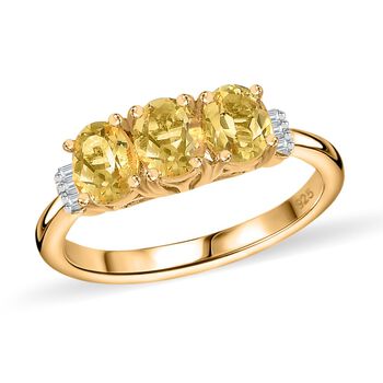 AA Premium brasilianischer Heliodor und Diamant-Ring 925 Silber - 1,13 ct.