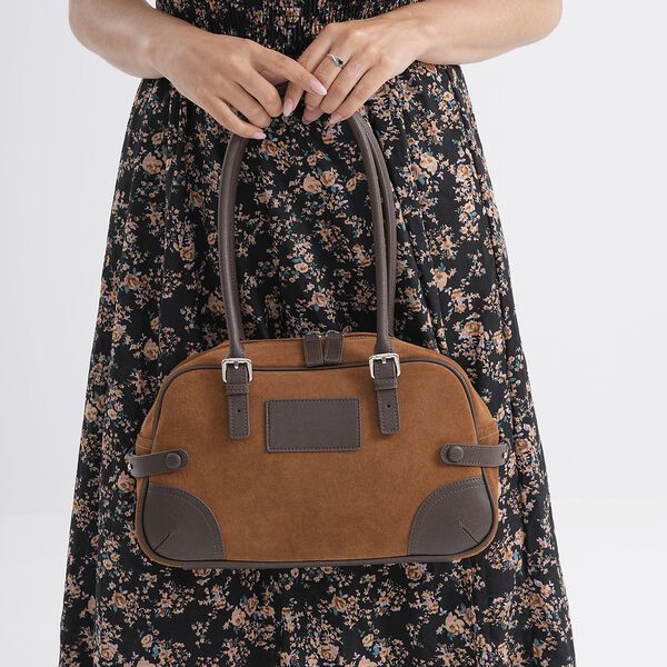 Handtasche aus Echtleder, 34x12x19cm, Braun image number 2