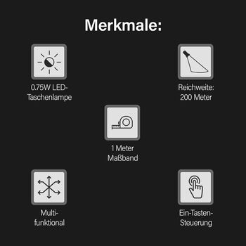 Multifunktions-Taschenlampe mit Schraubendreher, Ma&szlig;band und Wasserwage, gelb