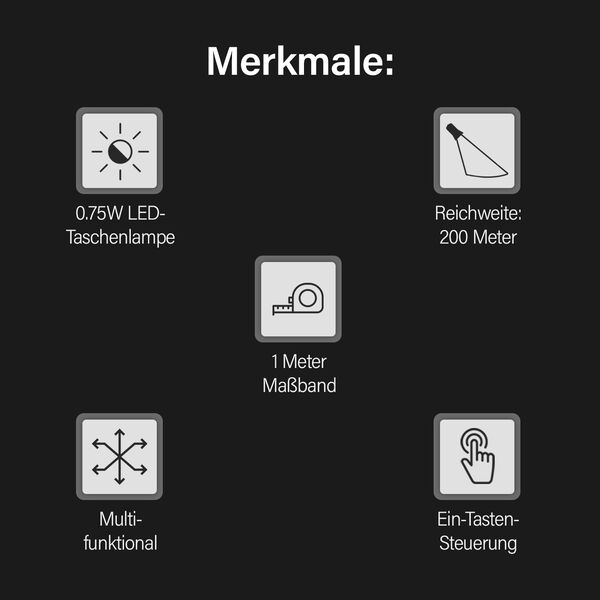 Multifunktions-Taschenlampe mit Schraubendreher, Ma&szlig;band und Wasserwage, gelb image number 4