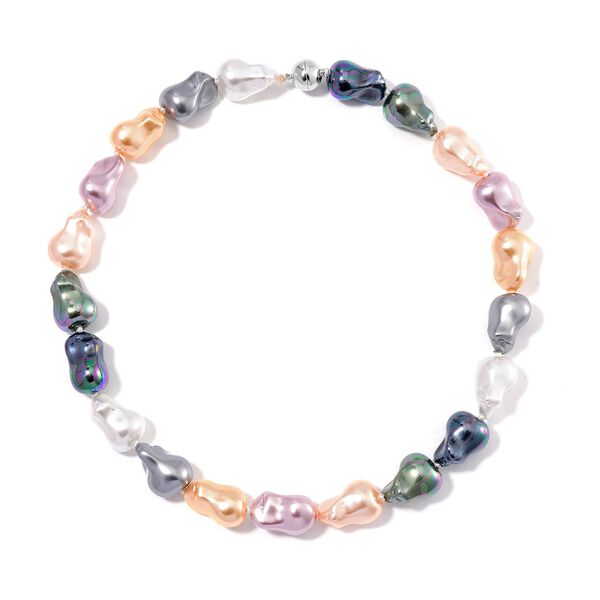 Mehrfarbige Muschelkernperlen Halskette, 50cm image number 2