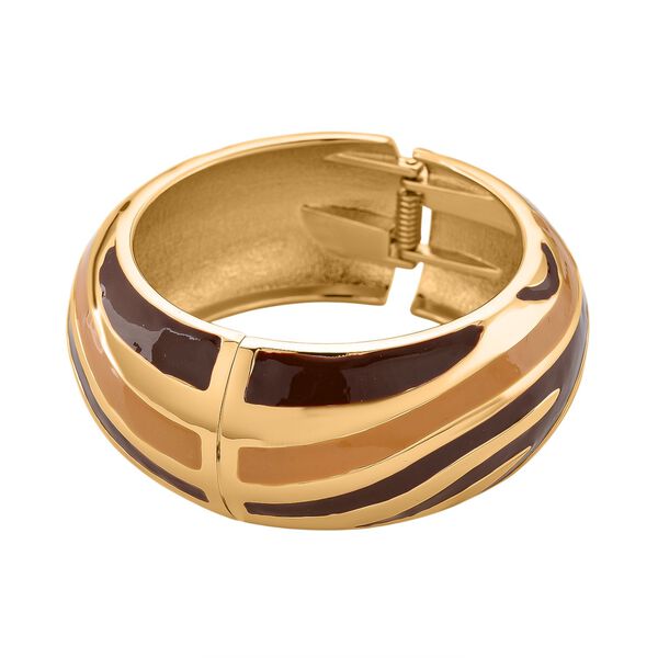 Emaille-Armreif im Wellen-Design, ca. 18 cm, Braun image number 5