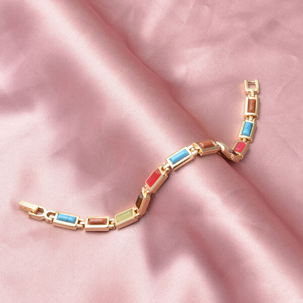 Mehrfarbiges Edelsteinarmband ca. 16.5 cm goldfarben ca. 15,80 ct image number 2