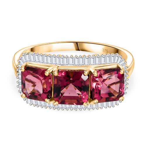 AAA Rubellit, Weißer Diamant Ring 375 Gold (Größe 17.00) ca. 3,86 ct image number 0