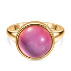 Flamingo Mondstein Ring 925 Silber 750 Gelbgold Vermeil (Größe 19.00) ca. 5,53 ct