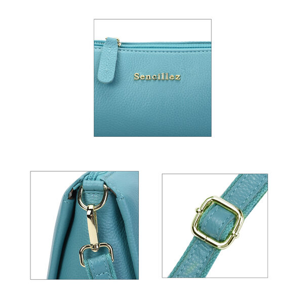 Sencillez Crossbody Tasche aus echtem Leder,  Größe 28x9x17 cm, Grün image number 4