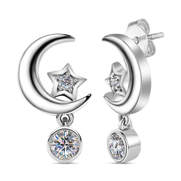 88 Facetten Moissanit Ohrringe 925 Silber platiniert ca. 0,41 ct image number 0