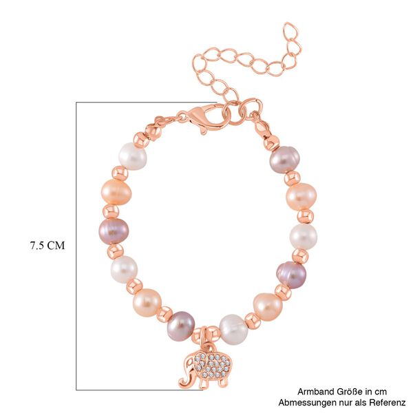 Mehrfarbiges Süßwasser Perle und Kristall Armband in Roségoldton image number 5