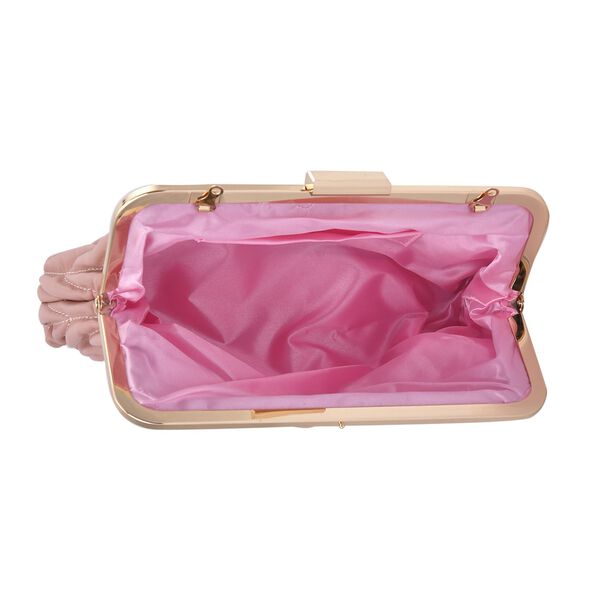 Clutch mit Metallschulterriemen in Stepp-Optik, Nude image number 5