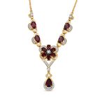 D'Joy Natürlicher Rhodolith Granat Halskette ca. 45 cm 925 Silber 750 Gelbgold Vermeil ca. 6.19 ct