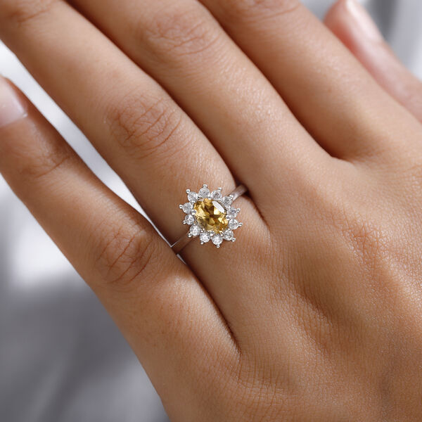 Citrin und Zirkon Ring 925 Silber platiniert  ca. 1,36 ct image number 3