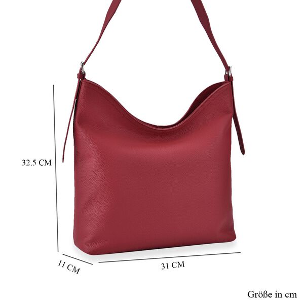 Hobo Umhängetasche aus Echtleder in Rot image number 8