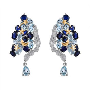 GP Trionfo Kollektion- Himmelblaue Topas, Masoala Saphir,  Zirkon und blaue Saphir zweifarbige Ohrringe - 19,83 ct.