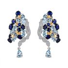 GP Trionfo Kollektion Himmelblauer Topas, Masoala Saphir (Fissure gefüllt) Ohrringe 925 Silber Rhodiniert und 750 Gelbgold Vermeil ca. 19.83 ct