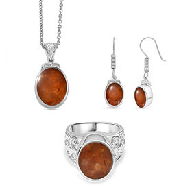 Feueropal Matrix Schmuckset
