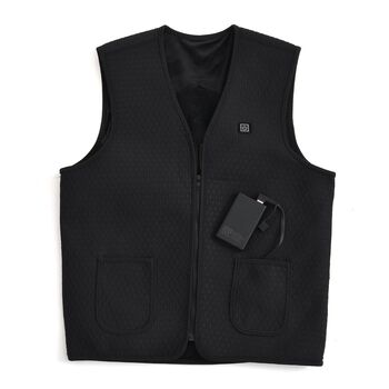 Beheizbare Weste mit Pl&uuml;schfutter, 5 Heizbereiche, 5000 mAh Powerbank, Gr&ouml;&szlig;e 2XL/3XL, Schwarz
