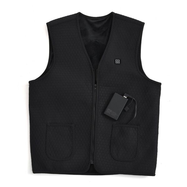 Beheizbare Weste mit Plüschfutter, 5 Heizbereiche, 5000 mAh Powerbank, Größe 2XL/3XL, Schwarz image number 3